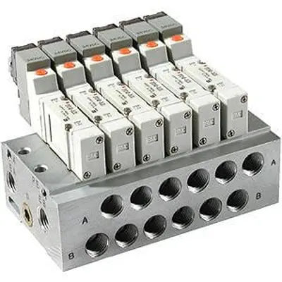 Placa base, SMC, 20 Estaciones , G 1/8, Aluminio | SS5Y3-41-03-C4F-Q