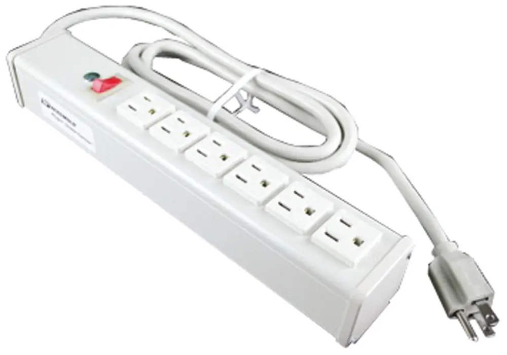 Regleta de enchufes Wiremold, con interruptor, long. cable 1.8m, 6 tomas NEMA 5-15R, 120 V, 15A