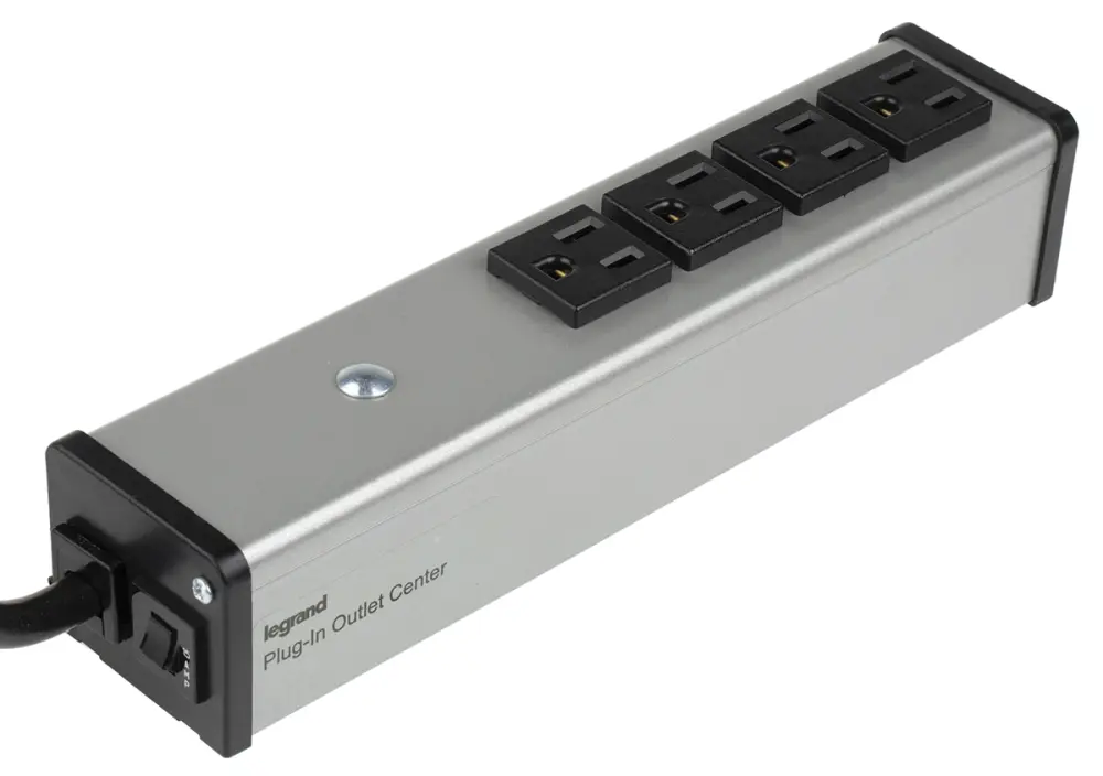 Regleta de enchufes Wiremold, long. cable 1.8m, 4 tomas NEMA 5-15R, 120 V, 15A | UL101BC