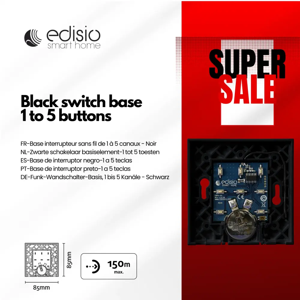 Funda Protectora Base de interruptor inalámbrico de 1 5 canales - Negro