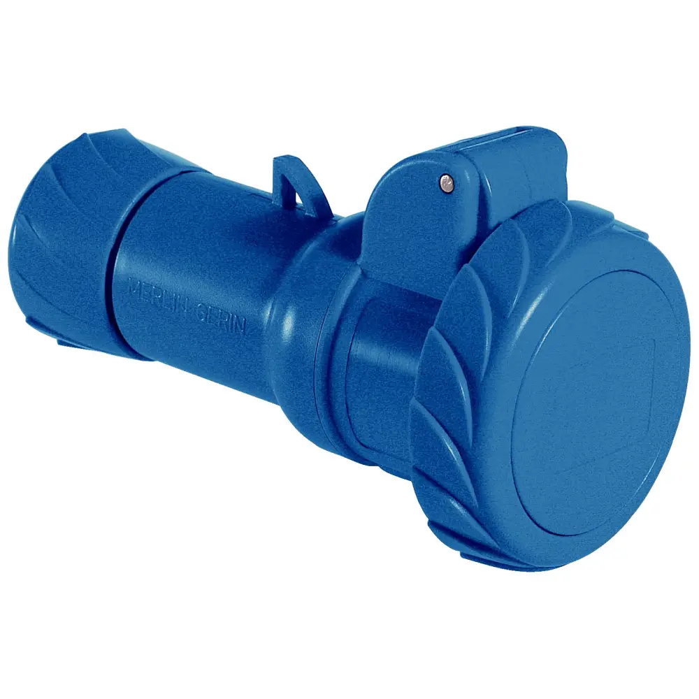 Conector de potencia industrial Hembra, Formato 2P + E, Orientación Recto, PratiKa, Azul, 230 V, 16A, IP67 | PKY16M723 Sc...