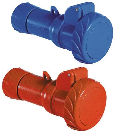 Conector de potencia industrial Hembra, Formato 3P + E, Orientación Recto, PratiKa, Rojo, 415 V, 32A, IP67 | PKY32M734 Sc...