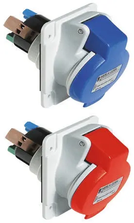 Conector de potencia industrial Hembra, Formato 3P + E, Orientación Ángulo de 90° , PratiKa, Rojo, 415 V, 16A, IP44 | P...
