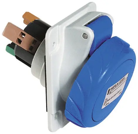 Conector de potencia industrial Hembra, Formato 3P + N + E, Orientación Ángulo de 90° , PratiKa, Rojo, 415 V, 32A, IP67...