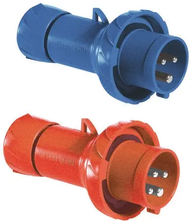 Conector de potencia industrial Macho, Formato 3P + E, Orientación Recto, PratiKa, Rojo, 415 V, 32A, IP67 | PKX32M734 Sch...