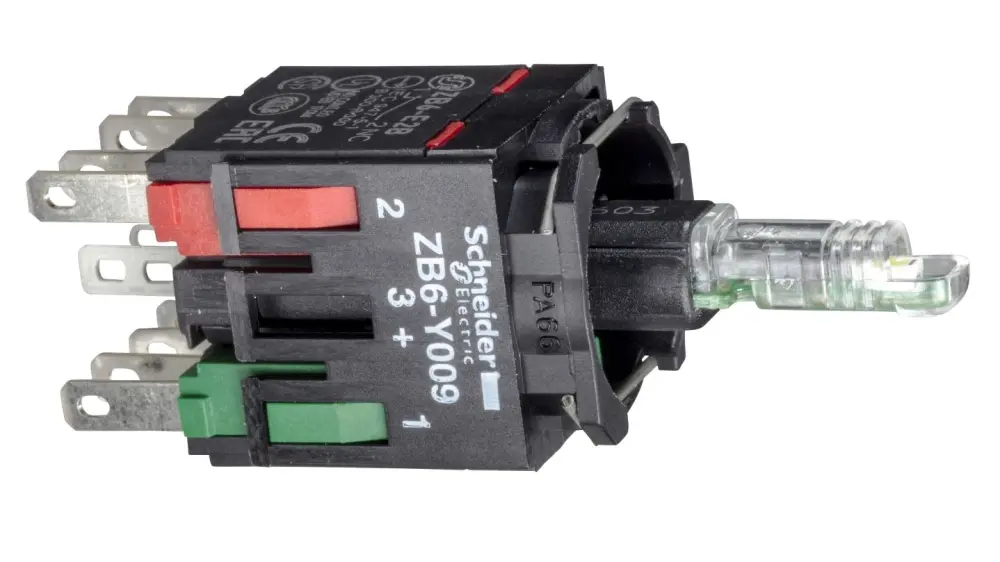 Bloque de luces y contacto Schneider Electric ZB6ZB42B, 1 NC, LED, Rojo, 12 → 24V, terminal Faston
