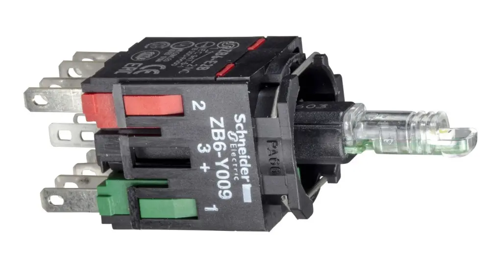 Bloque de luces y contacto Schneider Electric ZB6ZB51B, 1 NA, LED, Amarillo, 12 → 24 V, 12 → 24V ac/dc,