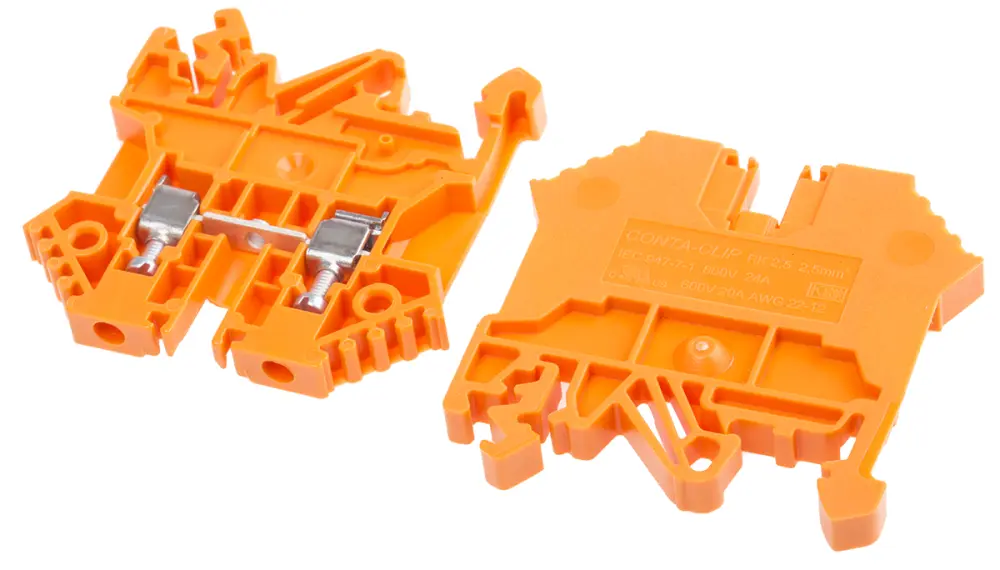 Borne para carril DIN, Naranja