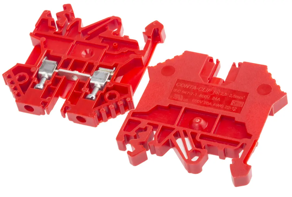 Borne para carril DIN, Rojo