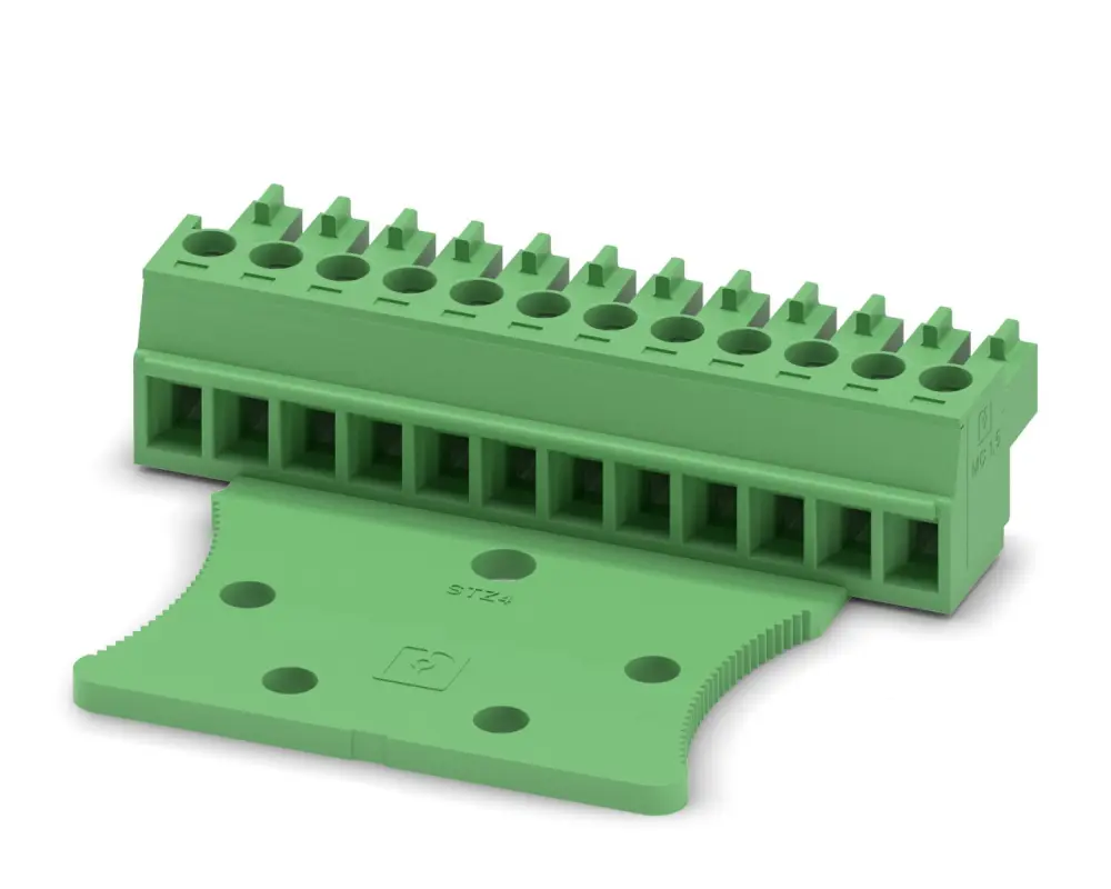 Borne enchufable para PCB Hembra Phoenix Contact de 12 vías, paso 3.81mm, 8A, de color Verde, terminación Tornillo | 176...