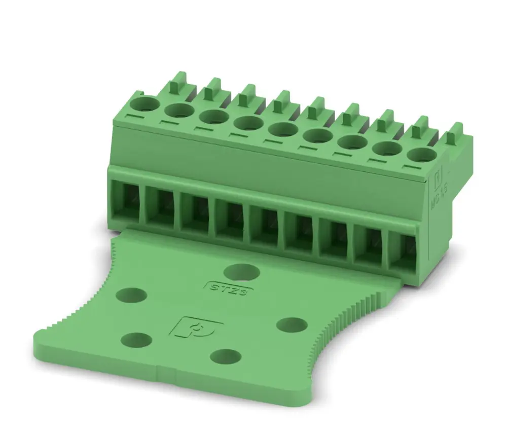 Borne enchufable para PCB Hembra Phoenix Contact de 9 vías, paso 3.5mm, 8A, de color Verde, terminación Tornillo | 1768897