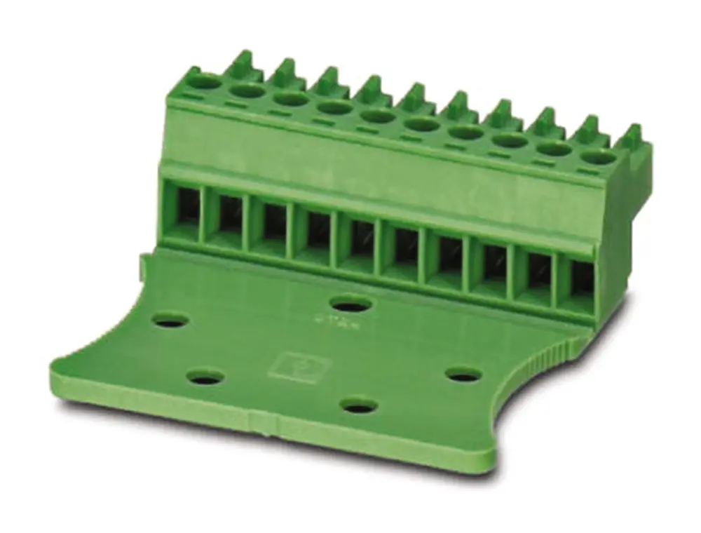 Borne enchufable para PCB Hembra Phoenix Contact de 4 vías, paso 3.5mm, 8A, de color Verde, terminación Tornillo | 1767500