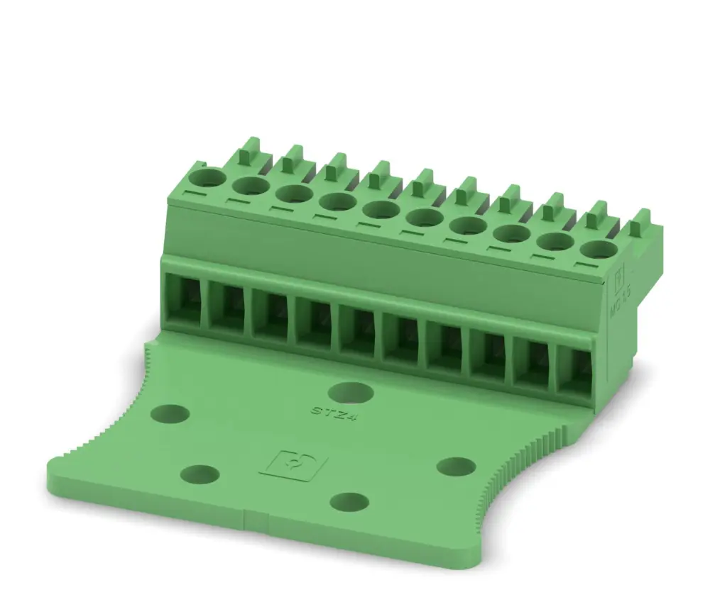 Borne enchufable para PCB Hembra Phoenix Contact de 10 vías, paso 3.5mm, 8A, de color Verde, terminación Tornillo | 1766255