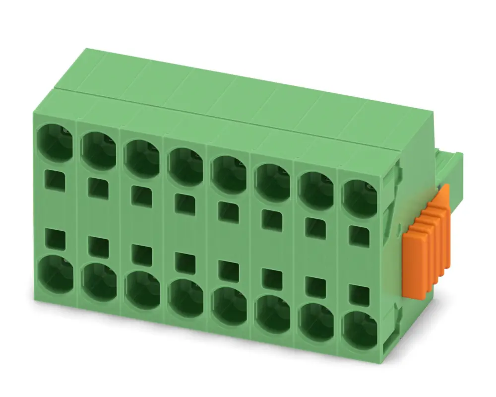 Borne enchufable para PCB Hembra Phoenix Contact de 8 vías, paso 7.62mm, 41A, de color Verde, terminación Mordaza de | 1...