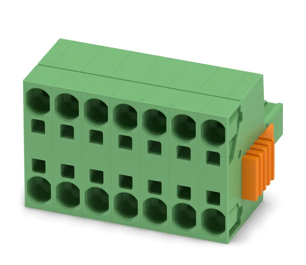 Borne enchufable para PCB Hembra Phoenix Contact de 7 vías, paso 7.62mm, 41A, de color Verde, terminación Mordaza de | 1...