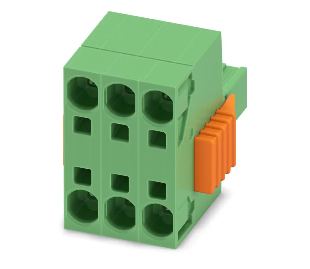 Borne enchufable para PCB Hembra Phoenix Contact de 3 vías, paso 7.62mm, 41A, de color Verde, terminación Mordaza de | 1...