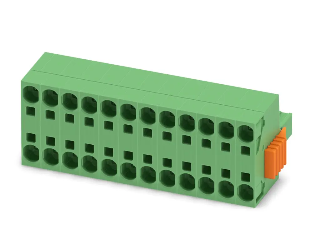 Borne enchufable para PCB Hembra Phoenix Contact de 12 vías, paso 7.62mm, 41A, de color Verde, terminación Mordaza de | ...