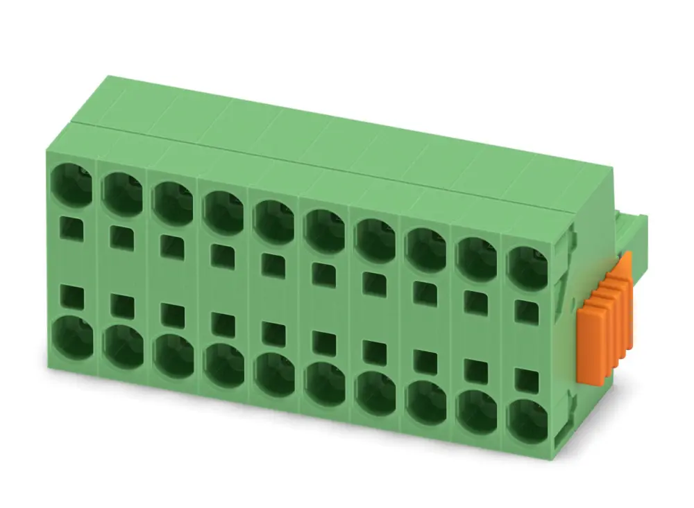 Borne enchufable para PCB Hembra Phoenix Contact de 10 vías, paso 7.62mm, 41A, de color Verde, terminación Mordaza de | ...