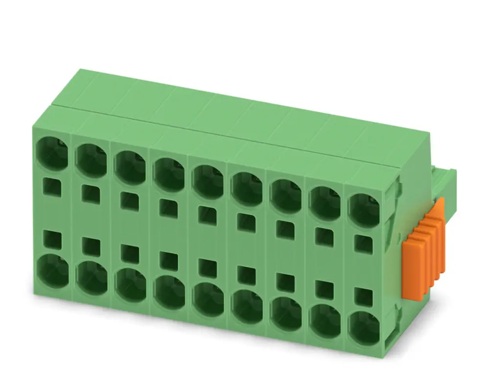 Borne enchufable para PCB Hembra Phoenix Contact de 9 vías, paso 7.62mm, 41A, de color Verde, terminación Mordaza de | 1...