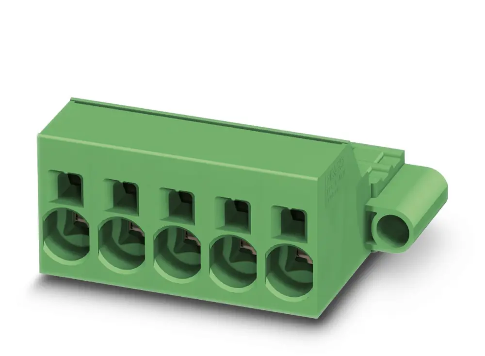 Borne enchufable para PCB Hembra Phoenix Contact de 4 vías, paso 10.16mm, 76A, de color Verde, terminación Mordaza de | ...