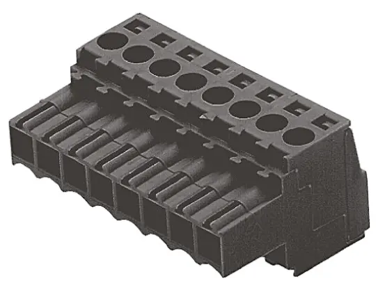 Borne para PCB Weidmuller de 3 vías, paso 3.5mm, 17A, de color Negro, montaje de cable, terminación Tornillo | 161568000...