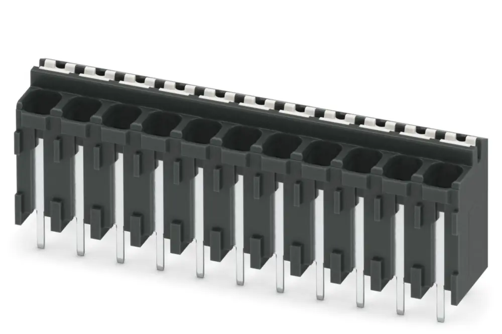 Borne para PCB Phoenix Contact, paso 3.81mm, 13.5A, de color Negro, montaje Montaje en orificio pasante, terminación | 18...