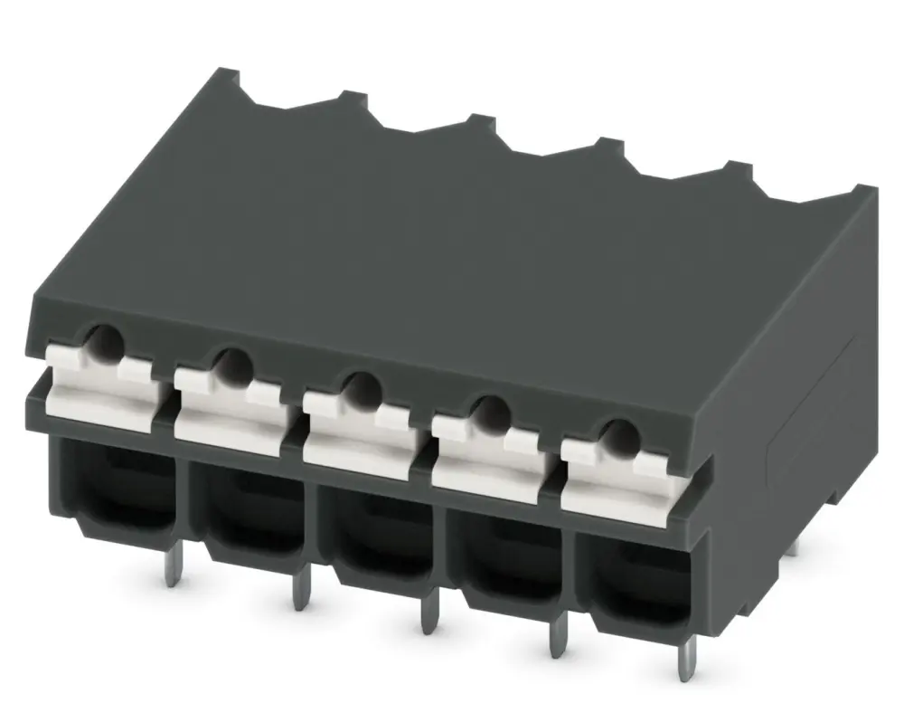 Borne para PCB Phoenix Contact de 5 vías, paso 3.5mm, 13.5A, de color Negro, montaje Montaje en orificio pasante, | 1822781