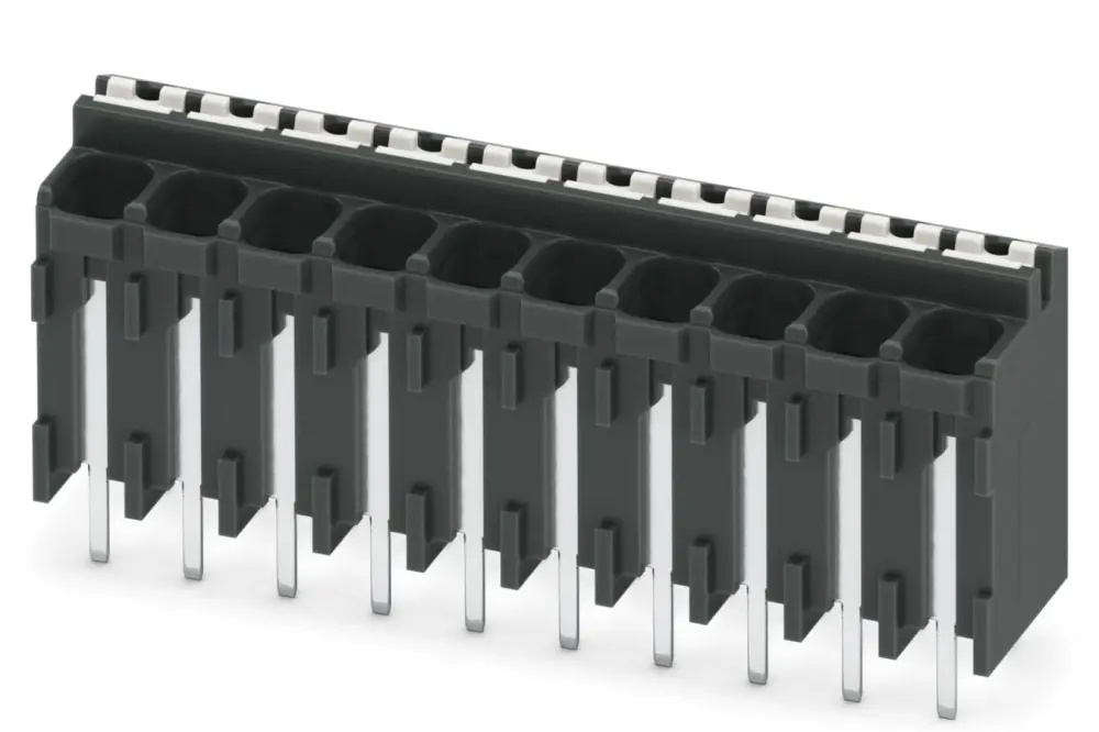 Borne para PCB Phoenix Contact de 10 vías, paso 3.5mm, 13.5A, de color Negro, montaje Montaje en orificio pasante, | 1822396