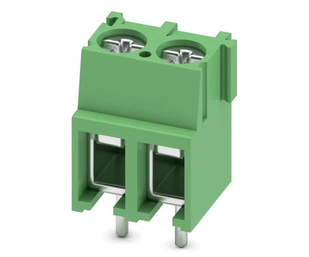Borne para PCB Phoenix Contact de 2 vías, paso 5mm, 32A, de color Verde, montaje Montaje en orificio pasante, | 1935776