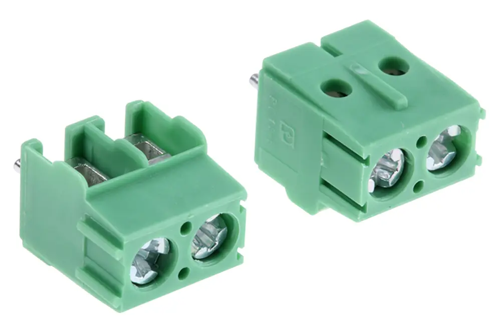 Borne para PCB Phoenix Contact de 2 vías , paso 5mm, 16A, de color Verde, montaje Montaje en orificio pasante, | 1935161