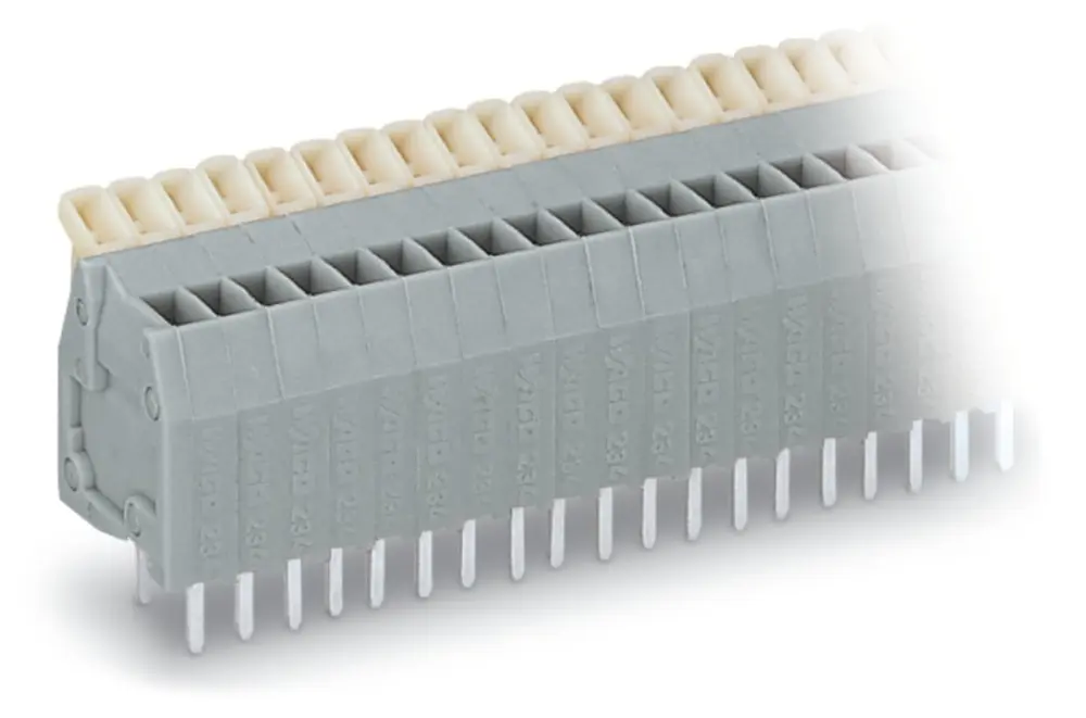 Borne para PCB Macho WAGO de 2 vías , paso 2.5mm, montaje Montaje en orificio pasante, terminación Pulsador | 234-202