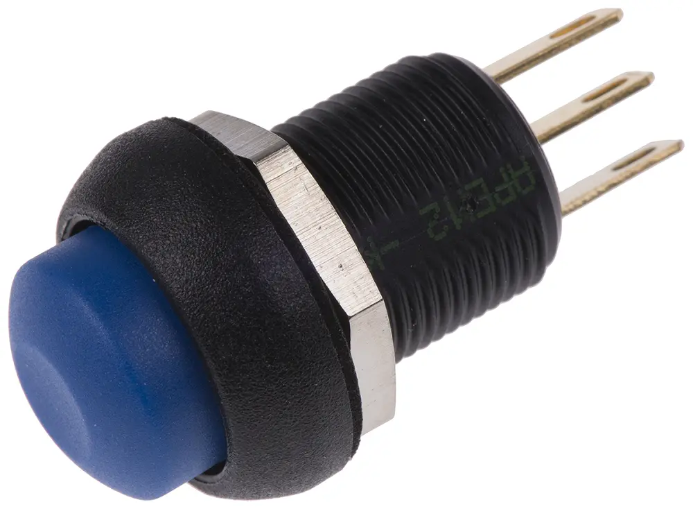 Interruptor de Botón Pulsador APEM, color de botón Azul, SPDT, acción momentánea, 3 , 28V dc, Montaje en Panel, IP67 |...