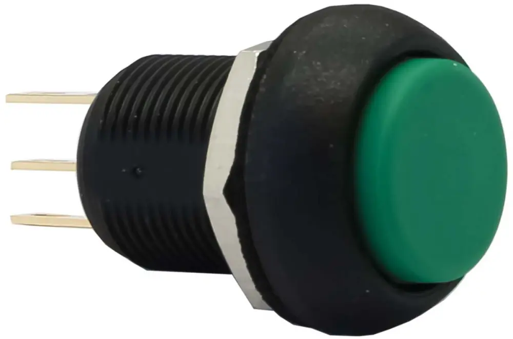 Interruptor de Botón Pulsador APEM, color de botón Verde, SPDT, acción momentánea, 3 , 24V dc, Montaje en Panel, IP67 ...