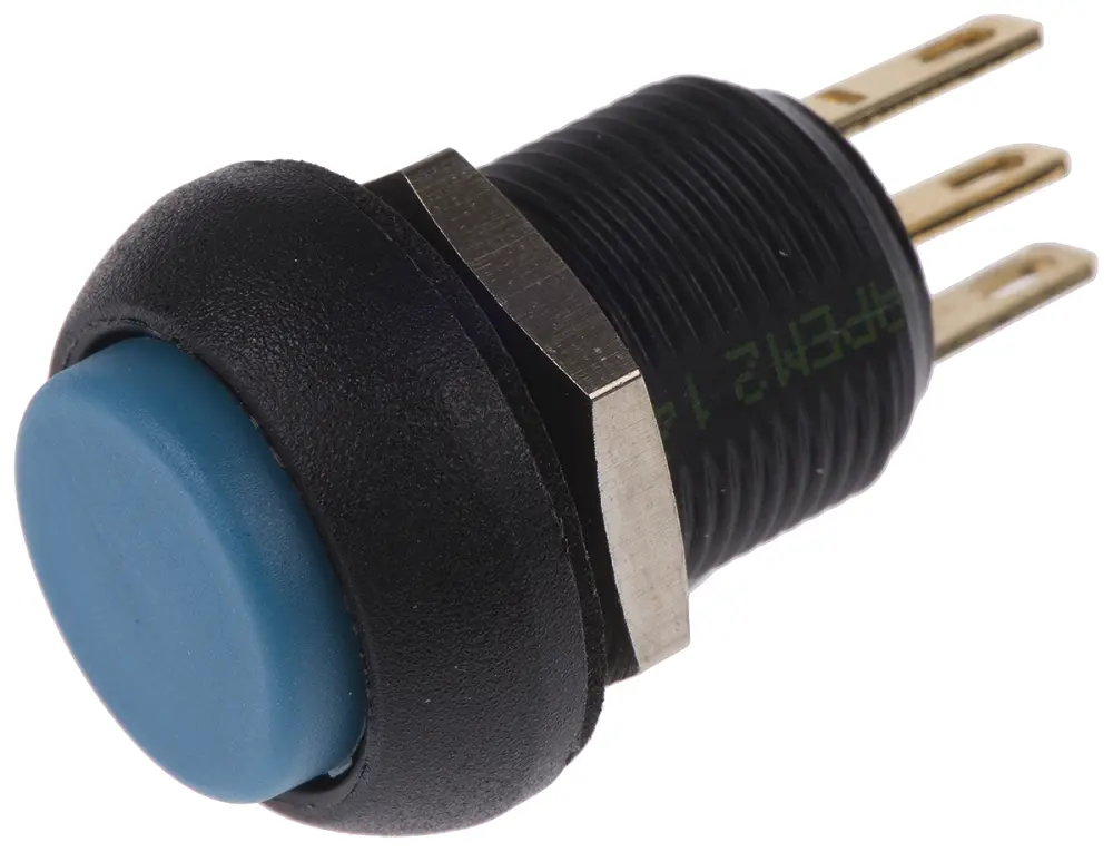 Interruptor de Botón Pulsador APEM, color de botón Azul, SPDT, acción momentánea, 3 , 24V dc, Montaje en Panel, IP67 |...