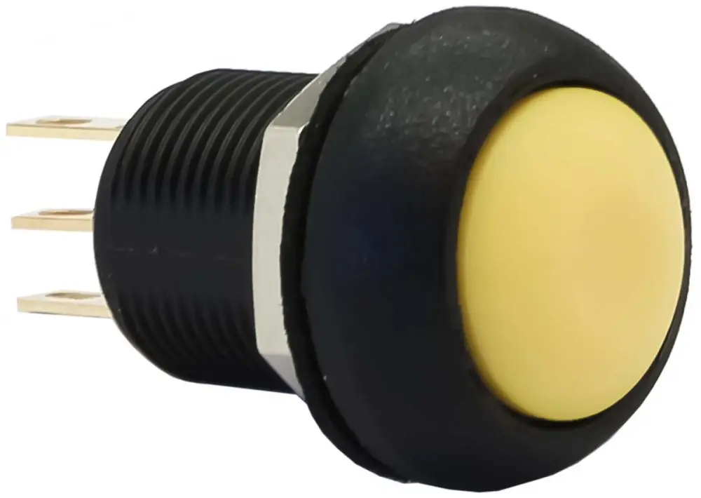Interruptor de Botón Pulsador APEM, color de botón Amarillo, SPDT, acción momentánea, 3 , 28V dc, Montaje en Panel, | ...
