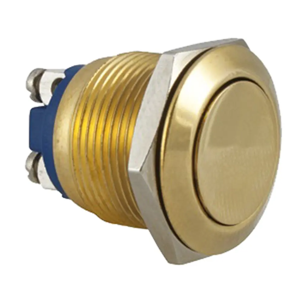 Interruptor de Botón Pulsador , color de botón Amarillo, SPST, acción momentánea, 2 , 36V dc, Montaje en Panel,