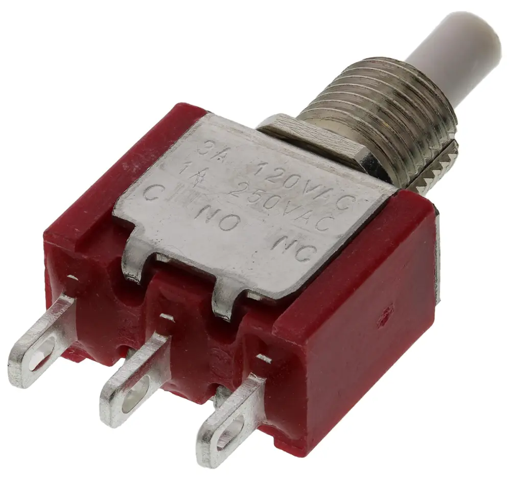 Interruptor de Botón Pulsador , color de botón Blanco, SPDT, acción momentánea, 3 120 V ac, 32/50/125V ac,
