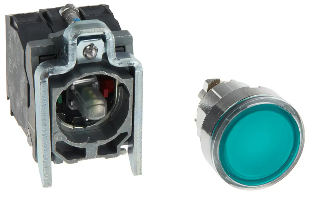 Pulsador Schneider Electric Harmony XB4, color de botón Verde, SPDT, Montaje en Panel, IP66, IP67, IP69(IP69K), | XB4BW33M5