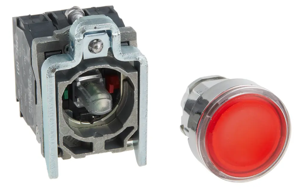 Pulsador Schneider Electric Harmony XB4, color de botón Rojo, SPDT, Montaje en Panel, IP66, IP67, IP69(IP69K), | XB4BW34M5