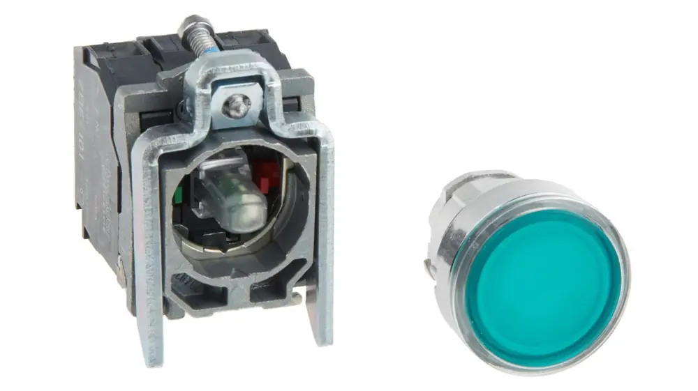 Pulsador Schneider Electric Harmony XB4, color de botón Verde, SPDT, Montaje en Panel, iluminado, 120V | XB4BW33G5