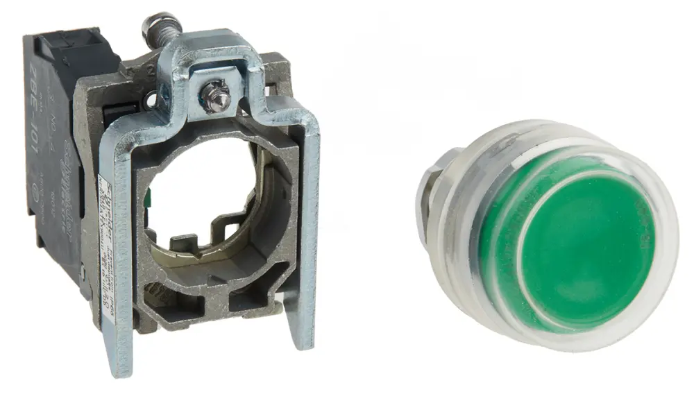 Pulsador Schneider Electric Harmony XB4, color de botón Verde, SPST, Montaje en Panel, IP66, IP67 | XB4BP31EX