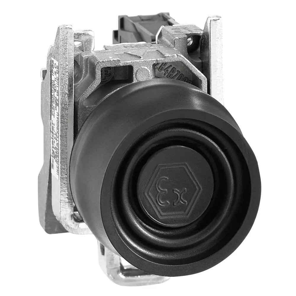 Pulsador Schneider Electric Harmony XB4, color de botón Negro, SPST, Montaje en Panel | XB4BPS21EX