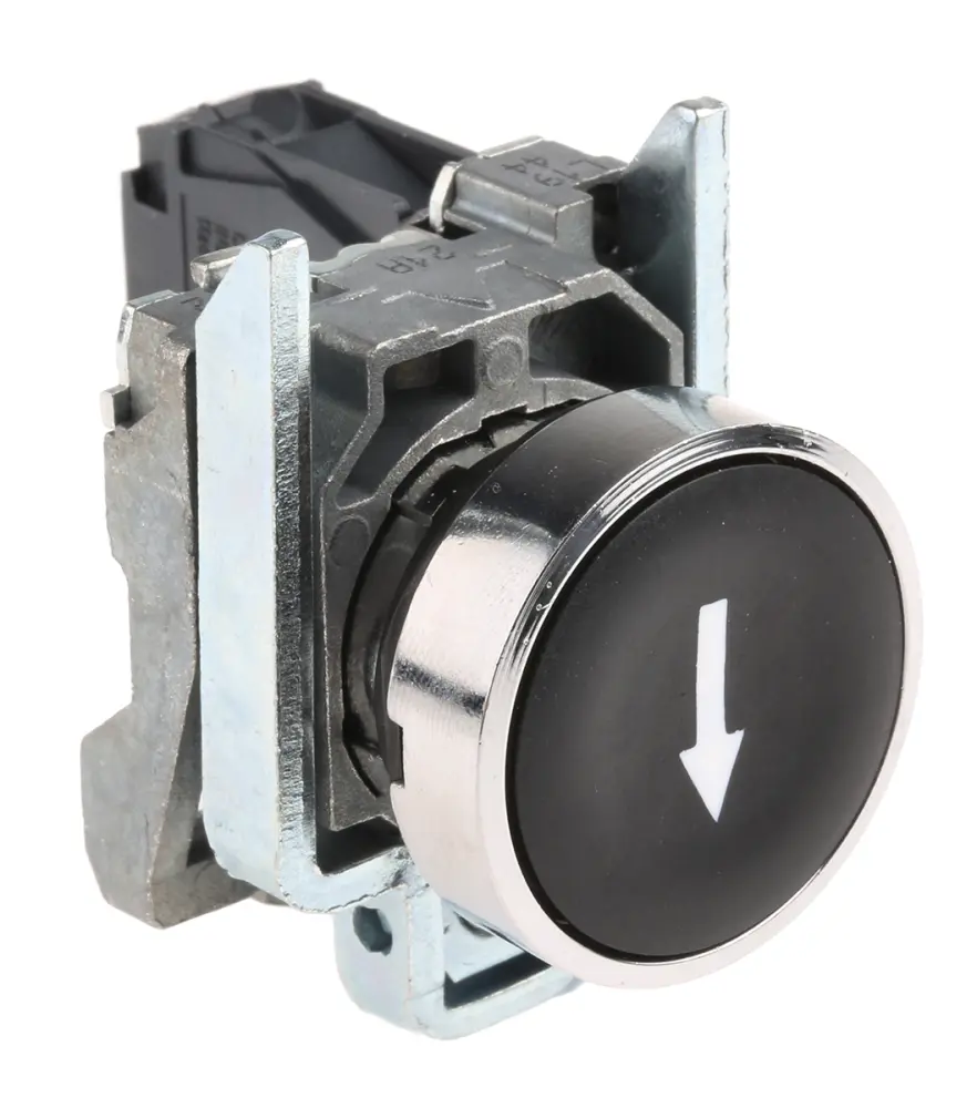 Pulsador Schneider Electric Harmony XB4, color de botón Negro, SPST, Montaje en Panel | XB4BA3351