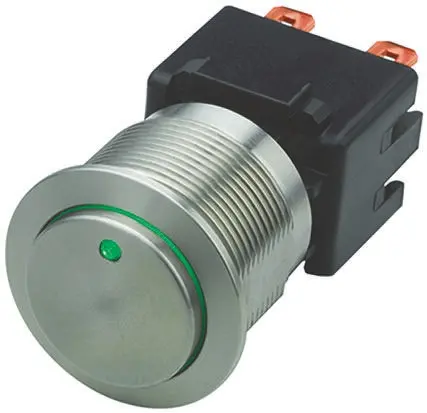 Interruptor de Botón Pulsador Schurter, DPDT, Enclavamiento, 12 250 V ac, 250V ac, Montaje en Panel, IP64 | 1241.6833.112...