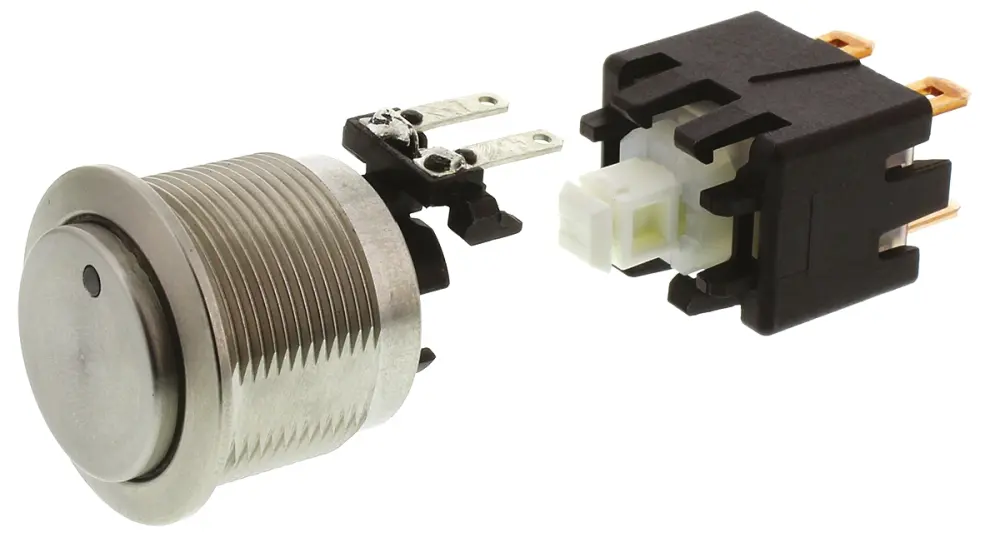 Interruptor de Botón Pulsador Schurter, DPDT, Enclavamiento, 12 250 V ac, 250V ac, Montaje en Panel, IP64 | 1241.6833.112...