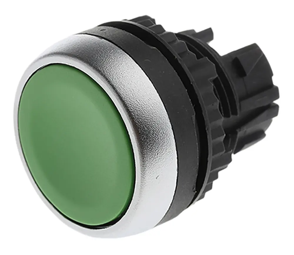 Cabezal de pulsador BACO serie BACO, Ø 22mm, de color Verde, Retorno por Resorte, IP66 | L21AA02