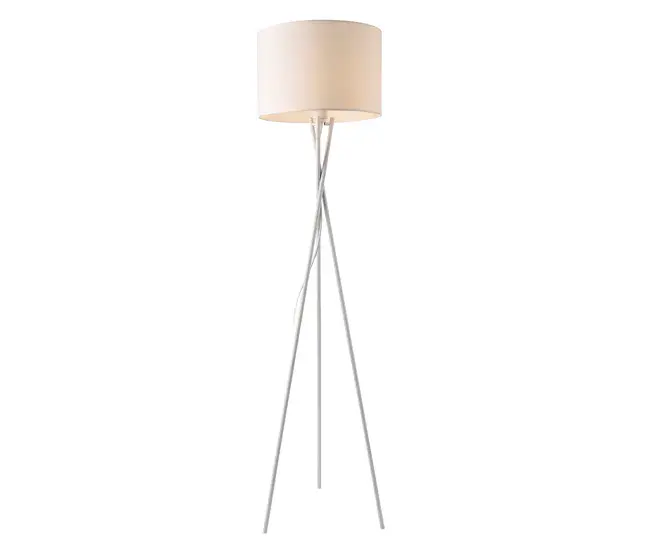 Lámpara de pie Grenoble - Trípode - 154 x Ø38 cm - Metálico Tela - gris - 1 x E27 - 60W