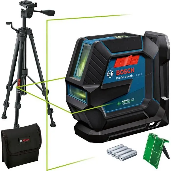 Trípode de Viaje Compacto Láser verde de 2 líneas 4x1,5v gll 2-15 g con trípode bt 150 en caja de car