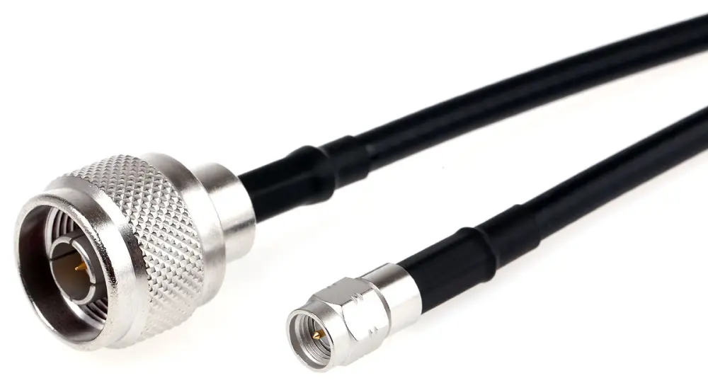 Cable coaxial RG58 Radiall, 50 Ω, con. : Tipo N, Macho, con. B: SMA, Macho, long. 1m Negro | R284C0351046