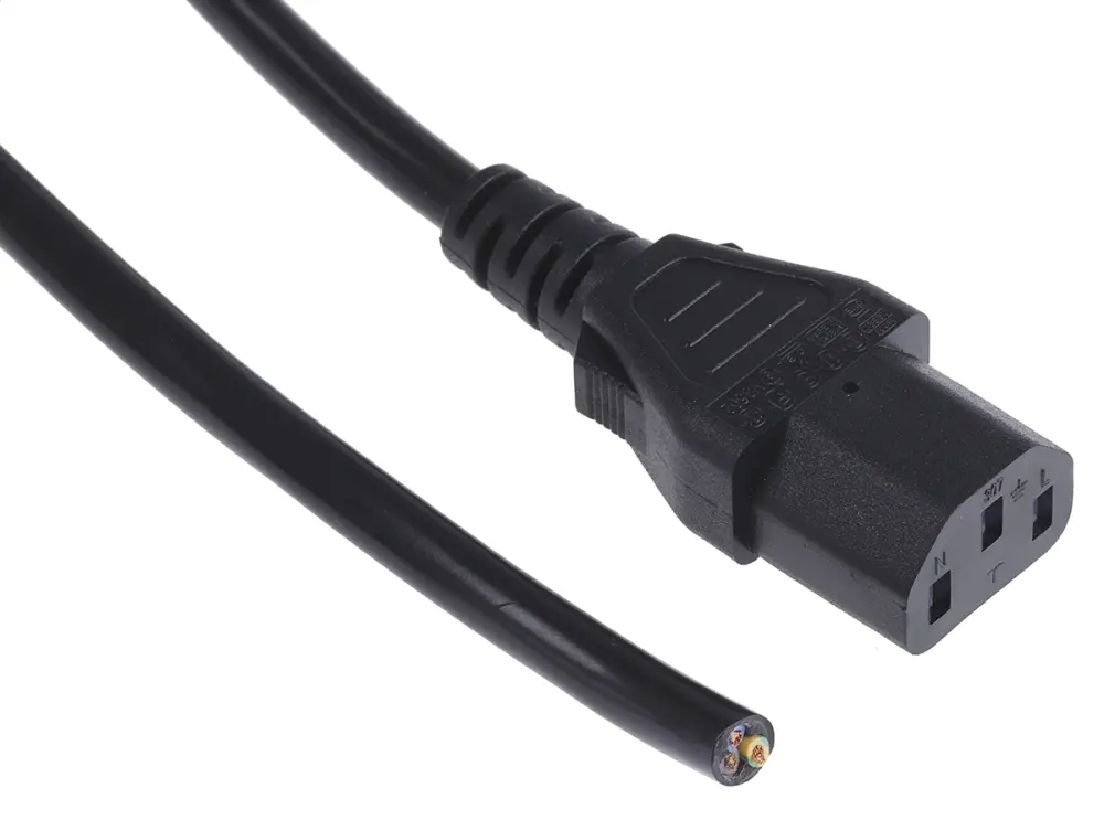 Cable de alimentación Negro de 5m, con. IEC C13, hembra, con. B Sin terminación, hembra, 250 V / 10